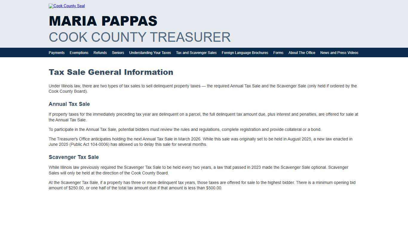 Cook County Treasurer's Office - Chicago, Illinois