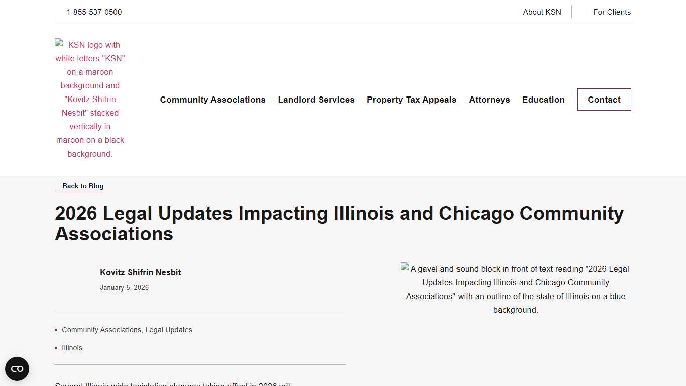 2026 Legal Updates Impacting Illinois and Chicago Community Associations KSN Law Firm